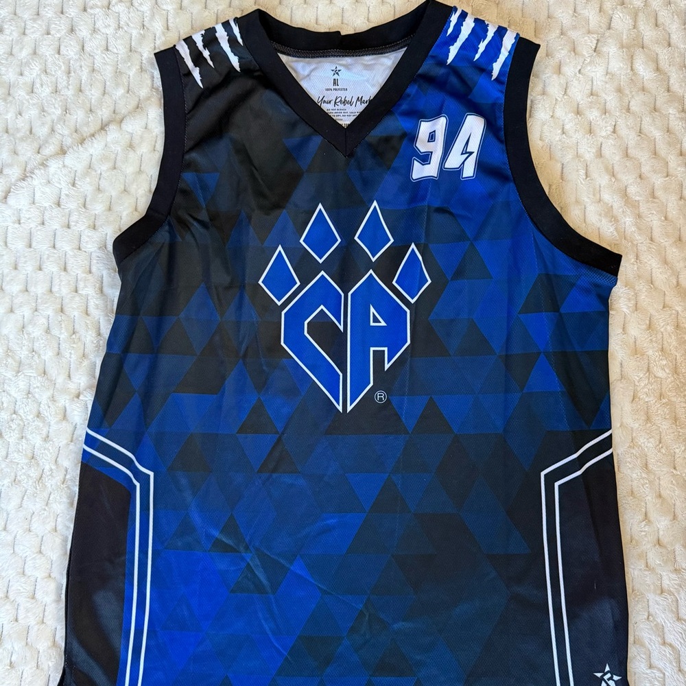 Cheer Athletics CA basketball jersey made by Rebel size AL. EUC